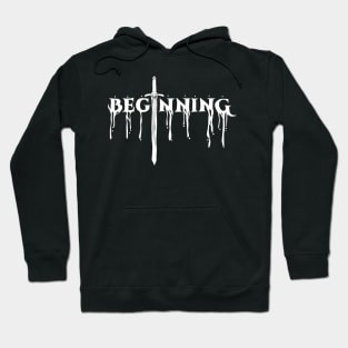 The Beginning After The End Black and White Melted Text Typography Hoodie